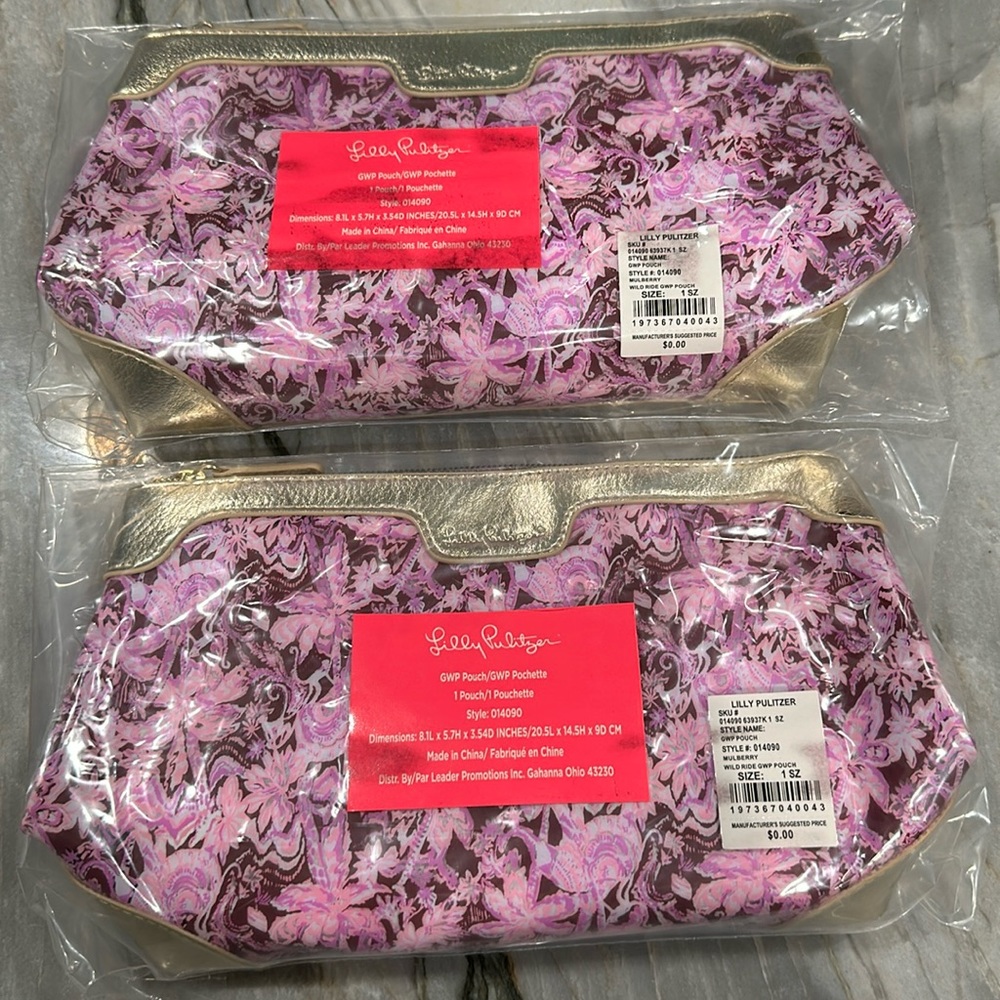 2 new lily pulitzer makeup pouches
